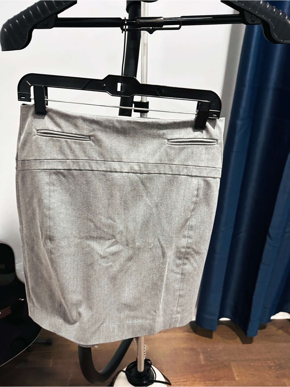 Express Light Gray Pencil Skirt with Welt Pockets